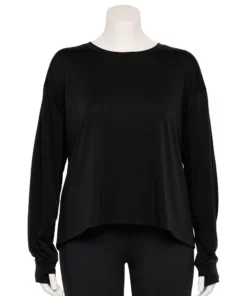 Tek Gear® Tee Plus Size Crewneck Crop -Tek Gear store 5567897 Black