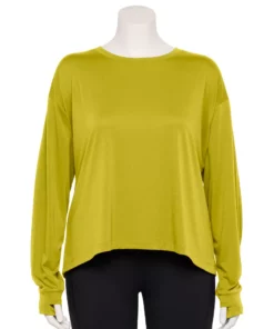 Tek Gear® Tee Plus Size Crewneck Crop -Tek Gear store 5567897 Lime Verbena