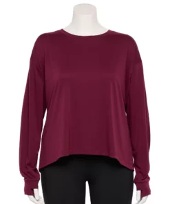 Tek Gear® Tee Plus Size Crewneck Crop -Tek Gear store 5567897 Night Sangria