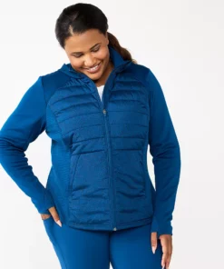 Tek Gear® Jacket Plus Size Mixed-Media Hooded 16 Tek Gear® Jacket Plus Size Mixed-Media Hooded -Tek Gear store 5567937 Blue Crayon Dot Print