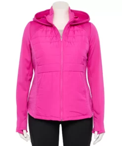 Tek Gear® Jacket Plus Size Mixed-Media Hooded 15 Tek Gear® Jacket Plus Size Mixed-Media Hooded -Tek Gear store 5567937 Fuchsia Cashmere