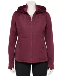 Tek Gear® Jacket Plus Size Mixed-Media Hooded 14 Tek Gear® Jacket Plus Size Mixed-Media Hooded -Tek Gear store 5567937 Night Sangria