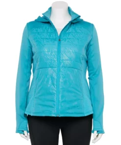 Tek Gear® Jacket Plus Size Mixed-Media Hooded 17 Tek Gear® Jacket Plus Size Mixed-Media Hooded -Tek Gear store 5567937 Teal Embossed Warped