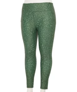 Tek Gear® Legging Core 7/8 Plus Size High-Waisted Side Pocket -Tek Gear store 5568006 Green Leopard