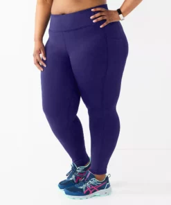 Tek Gear® Legging Core 7/8 Plus Size High-Waisted Side Pocket -Tek Gear store 5568006 Maxwell Purple