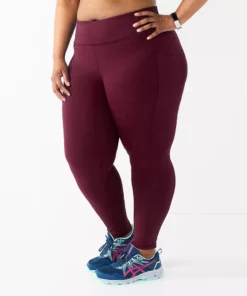 Tek Gear® Legging Core 7/8 Plus Size High-Waisted Side Pocket -Tek Gear store 5568006 Night Sangria