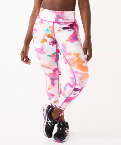 Tek Gear® Women' Pocket Legging 7/8 Side Ultrastretch High-Waisted -Tek Gear store 5576168 Pink Watercolor Print