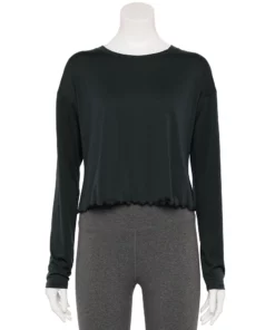 Tek Gear® Women' Top Lettuce-Edge Cross-Back -Tek Gear store 5653063 Black