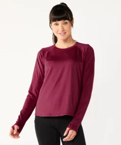 Tek Gear® Women' Tee Performance Long Sleeve -Tek Gear store 5653105 Night Sangria