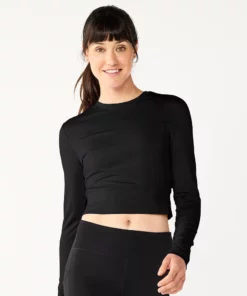 Tek Gear® Women' Tee Crop Ruffle Cutout -Tek Gear store 5653472 Black