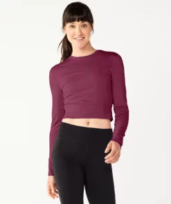 Tek Gear® Women' Tee Crop Ruffle Cutout -Tek Gear store 5653472 Night Sangria