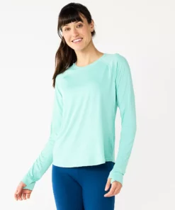 Petite Tek Gear® Tee Performance Long Sleeve -Tek Gear store 5653520 Shy Green