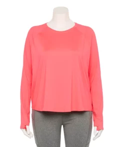 Tek Gear® Tee Plus Size Performance Long Sleeve 21 Tek Gear® Tee Plus Size Performance Long Sleeve -Tek Gear store 5656046 Fanatic Pink