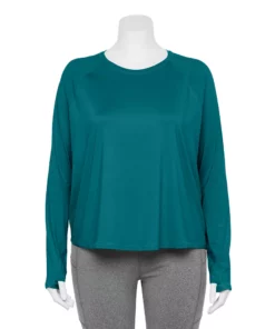 Tek Gear® Tee Plus Size Performance Long Sleeve 23 Tek Gear® Tee Plus Size Performance Long Sleeve -Tek Gear store 5656046 Night Life Teal