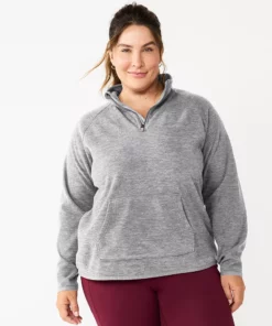 Tek Gear® Top Microfleece Plus Size Quarter-Zip -Tek Gear store 5656194 Gray