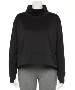 Tek Gear® Mockneck Top Plus Size Run Long Sleeve -Tek Gear store 5656848 Black