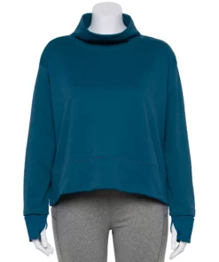 Tek Gear® Mockneck Top Plus Size Run Long Sleeve -Tek Gear store 5656848 Blue Crayon