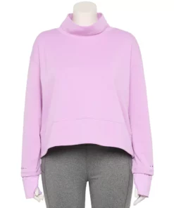 Tek Gear® Mockneck Top Plus Size Run Long Sleeve -Tek Gear store 5656848 Little Lavender