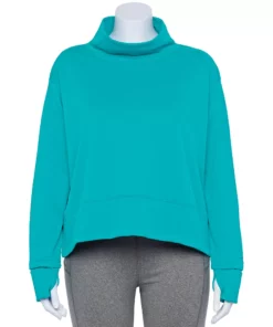Tek Gear® Mockneck Top Plus Size Run Long Sleeve -Tek Gear store 5656848 Tremendous Teal