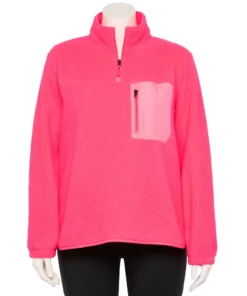 Tek Gear® Women' Top 1/4-Zip Sherpa -Tek Gear store 5656952 Fanatic Pink