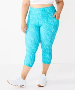 Tek Gear® Legging Plus Size Pocket Ultrastretch High-Waisted Capri -Tek Gear store 5663102 Blue Warped