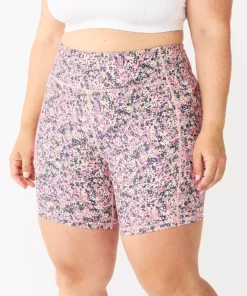 Tek Gear® Short Ultrastretch 7-In. Plus Size Bike -Tek Gear store 5663392 Coral Ditsy Floral