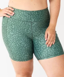 Tek Gear® Short Ultrastretch 7-In. Plus Size Bike -Tek Gear store 5663392 Green Leopard
