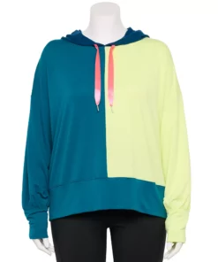 Tek Gear® Hoodie Plus Size Cropped French-Terry -Tek Gear store 5664824 Night Life Teal