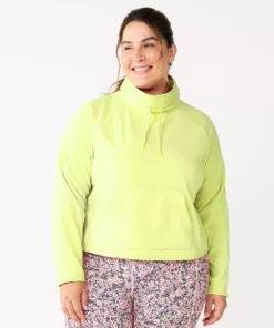 Tek Gear® Sweatshirt Microfleece Plus Size Cowlneck Crop