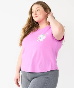 Tek Gear® Tee Plus Size Core Raglan -Tek Gear store 5942095 Pink Floral Chest