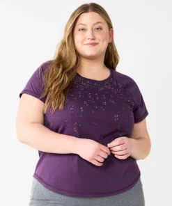 Tek Gear® Tee Plus Size Core Raglan -Tek Gear store 5942095 Purple Speckle