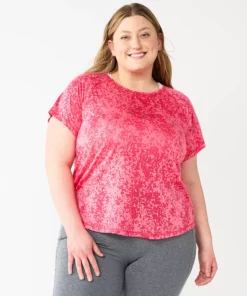 Tek Gear® Tee Plus Size Core Raglan -Tek Gear store 5942095 Rose Tree Burnout