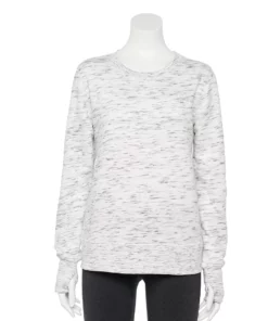 Petite Tek Gear® Sweatshirt Fleece Ultrasoft Crewneck -Tek Gear store 6120169 White Black