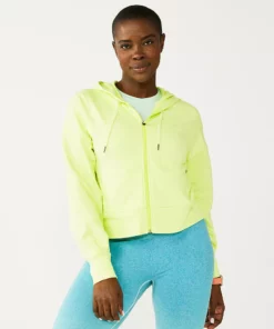 Tek Gear® Women' Jacket Zip-Up Terry Crop French -Tek Gear store 6120577 Green Romantica