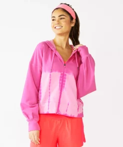 Tek Gear® Women' Jacket Zip-Up Terry Crop French -Tek Gear store 6120577 Pink Trillion